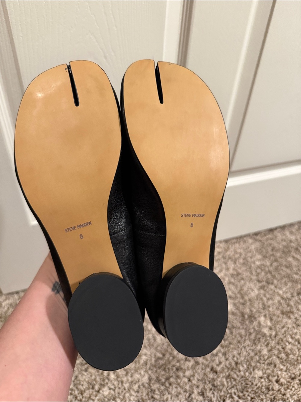 STEVE MADDEN CYRA BLACK LEATHER TABI SHOES - Picture 6 of 6